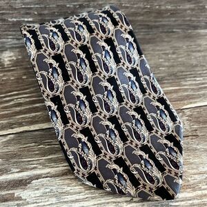 Henry Grethel‎ necktie men's vintage formal tie paisley pattern print silk USA